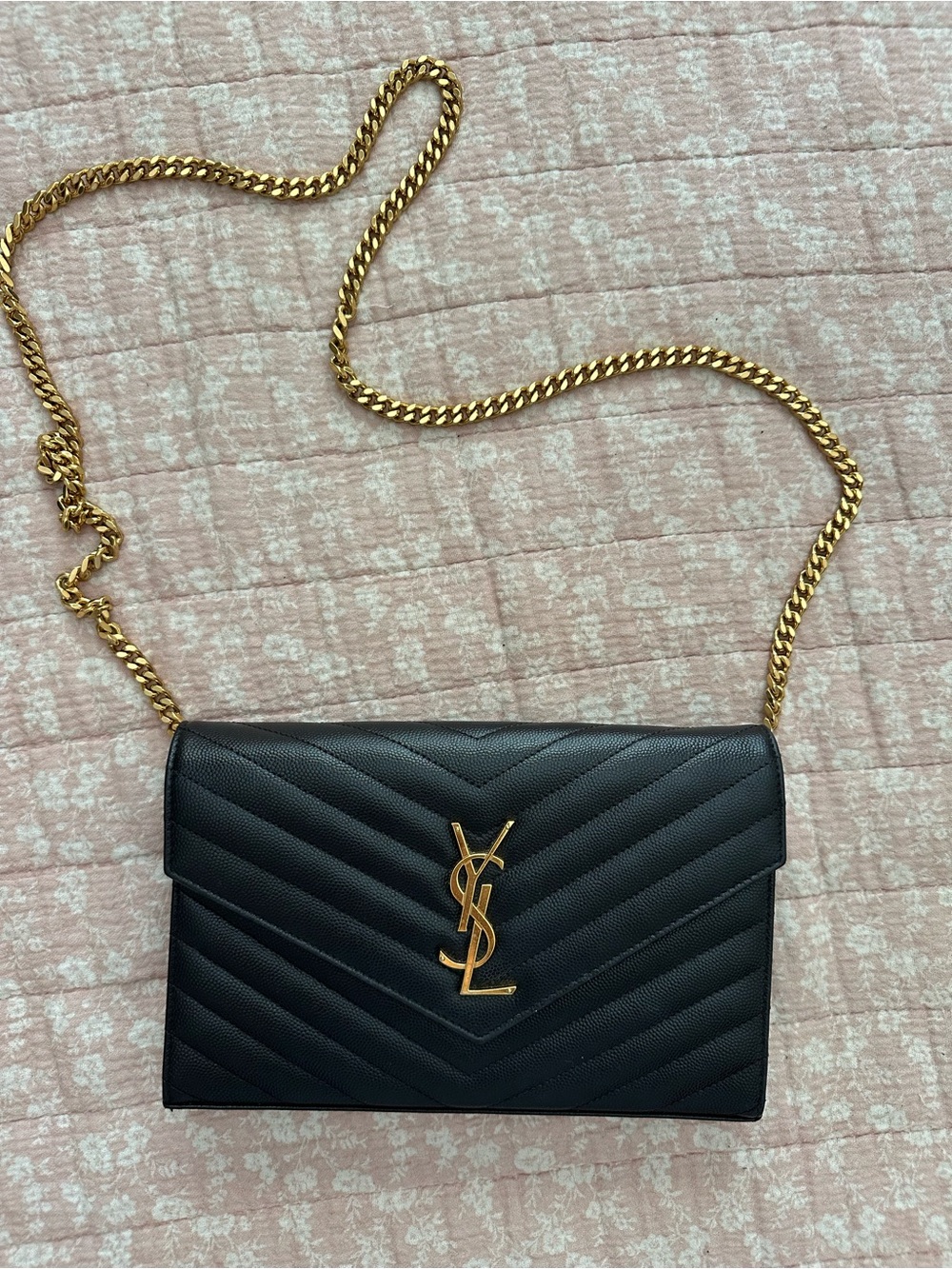 YSL crossbody bag. Black and gold hardware
